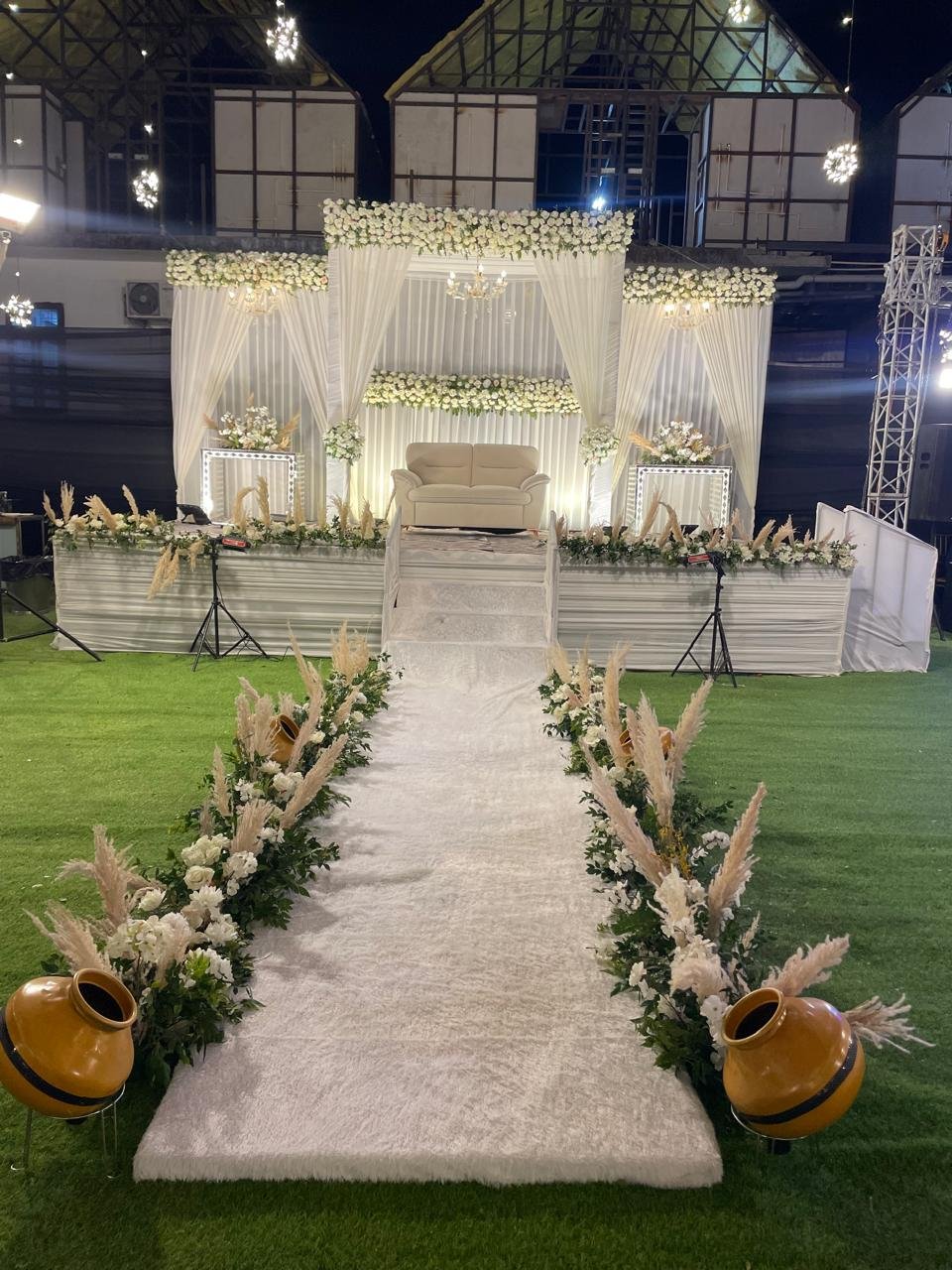 Wedding stage decoration and floral backdrop